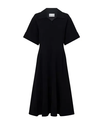 Jil Sander Paneled Crepe Midi Dress In Black