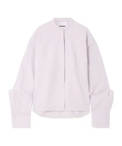 Jil Sander Paneled Linen Shirt In Purple