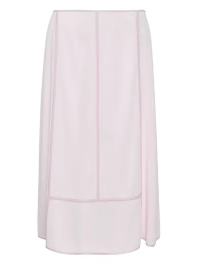 Jil Sander Viscose Blend Midi Skirt In Pink