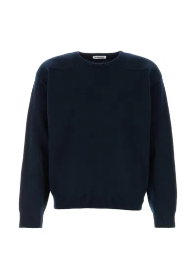 Jil Sander Wool-blend Crewneck Sweater For Men In Blue