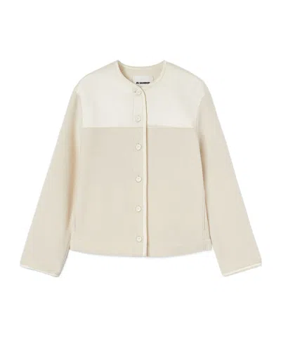 Jil Sander Panelled Fleece Jacket In White