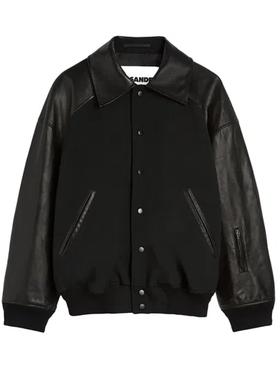 Jil Sander Panelled Leather Jacket In 黑色