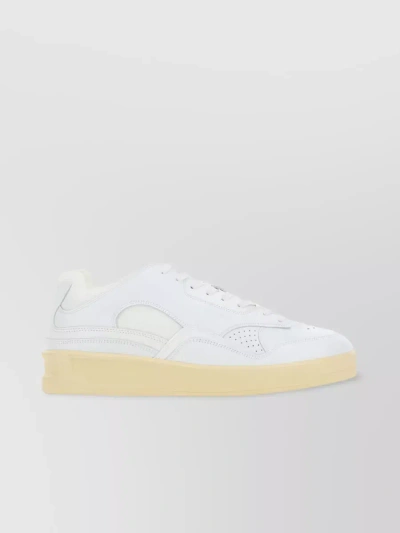 JIL SANDER PANELLED LEATHER SNEAKERS WITH PERFORATED DETAILING