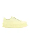 Jil Sander White Leather Platform Sneakers In Yellow
