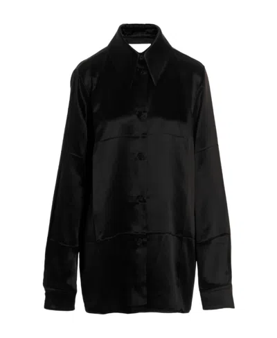Jil Sander Panelled Satin-finish Shirt - Women's - Viscose/cupro In Black