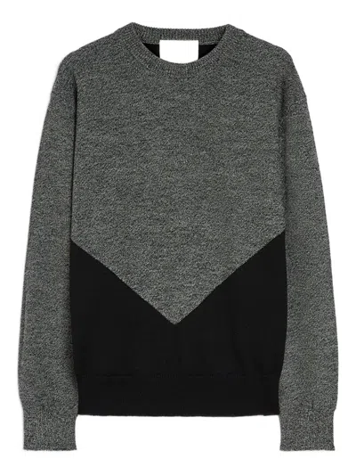 Jil Sander Panelled Wool Sweater In Gray