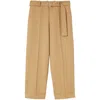 Jil Sander Straight-leg Belted Wool Trousers In Brown