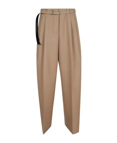 Jil Sander Pantalon Largo Cinturon In Marron