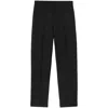 Jil Sander Wool Logo Cuffed Trousers In Black