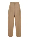 Jil Sander Beige Pants With High Waist And Belt And Pences On The Front In Cotton Woman In 219