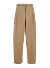 Jil Sander Beige Pants With High Waist And Belt And Pences On The Front In Cotton Woman In Beige