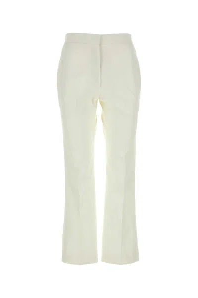 Jil Sander Mid-rise Flared Gabardine Trousers In White