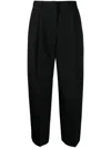 Jil Sander Pleated Cotton-wool Tailored Trousers In Black