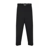 Jil Sander Men Black Wool Gabardine Belted Trousers In Black