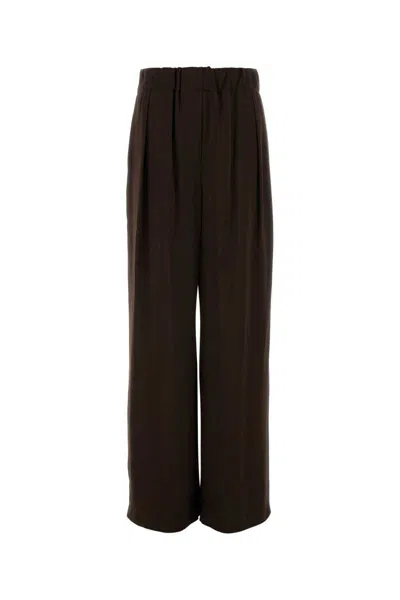 Jil Sander Chocolate Satin Wide-leg Pant In Brown
