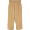 Jil Sander Straight-leg Belted Wool Trousers In Brown