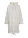 Jil Sander Drawstring Hooded Parka Front Pockets In Blanco
