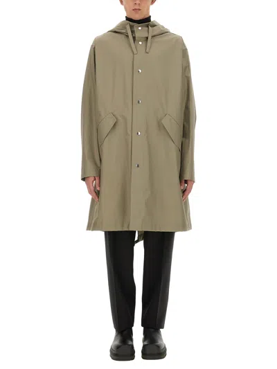Jil Sander Cotton Parka Jacket With Logo In Green