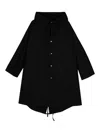 Jil Sander Hooded Midi Parka With Drawstring Waist In Black
