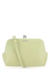 Jil Sander Pastel Green Leather Micro Goji Crossbody Bag In Green