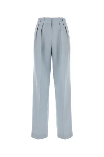 Jil Sander Wool Palazzo Trousers Pleated Front Wide Leg In Blue
