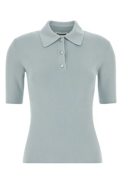 Jil Sander Pastel Light-blue Wool Polo Shirt