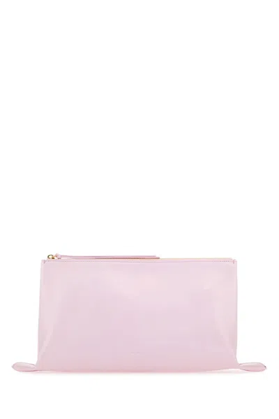 JIL SANDER PASTEL PINK LEATHER MEDIUM CLUTCH