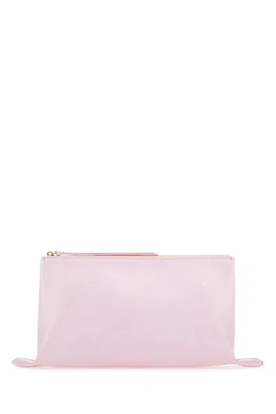 JIL SANDER PASTEL PINK LEATHER MEDIUM CLUTCH