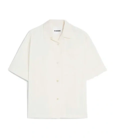 Jil Sander Patch Pocket Cotton Poplin Shirt In White