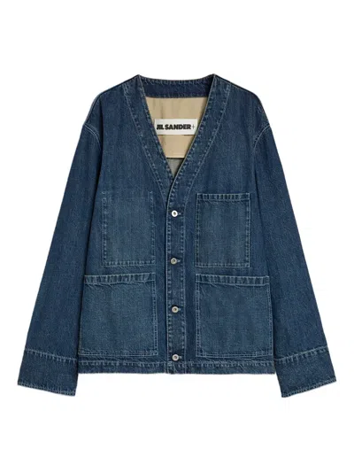 Jil Sander Patch Pocket Cotton Shirt Jacket In Brown