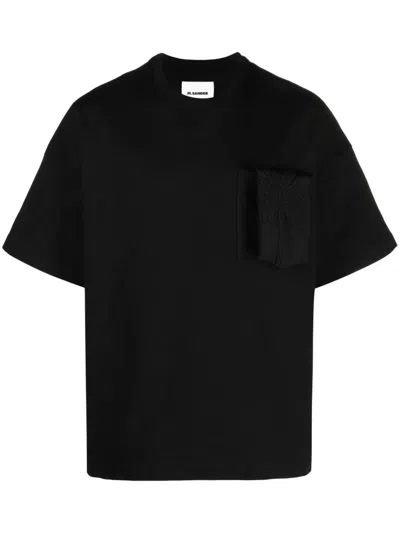 Jil Sander Patch-pocket Cotton T-shirt In Schwarz