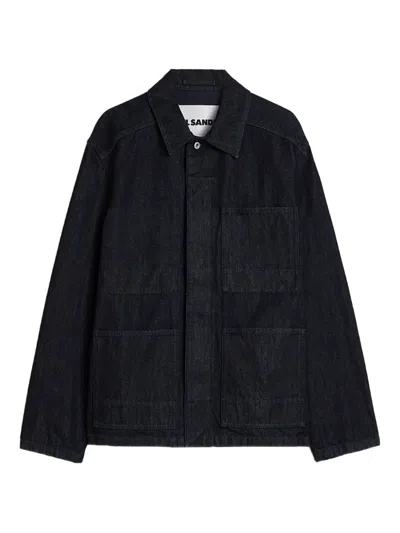 Jil Sander Light Blue Denim Jacket In Black