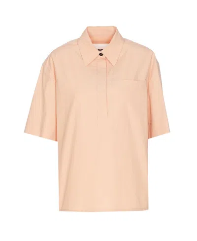 Jil Sander Tonal Stitching Cotton Shirt In Orange