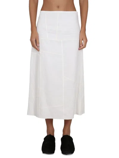Jil Sander Patchwork Cotton Maxi Skirt With Flowing Silhouette