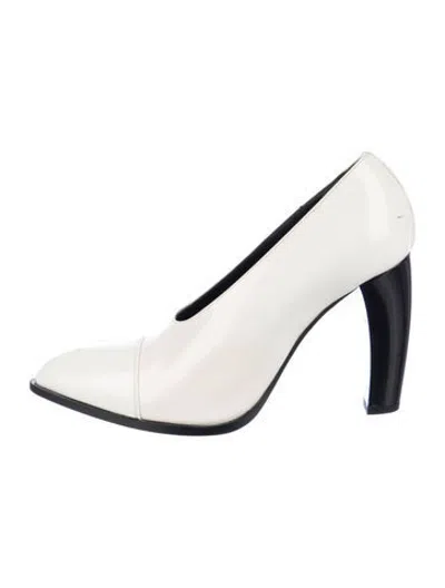 Pre-owned Jil Sander Patent Leather Colorblock Pattern Pumps In Grey