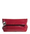 Jil Sander Patent Leather Jewel Zip Clutch Bag In Red