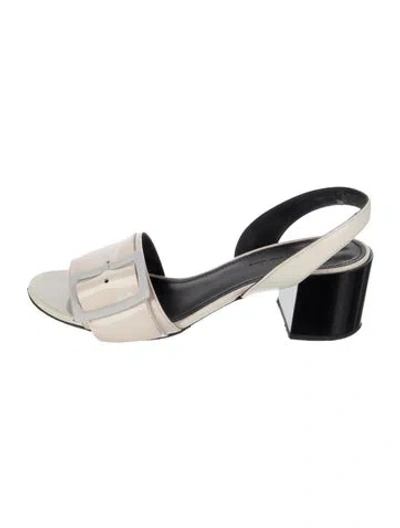 Pre-owned Jil Sander Patent Leather Sandals In White