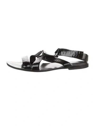 Pre-owned Jil Sander Patent Leather Slides In Black