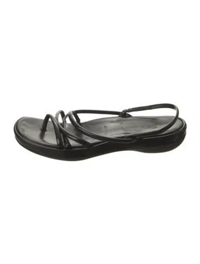 Pre-owned Jil Sander Patent Leather Slingback Sandals In Black