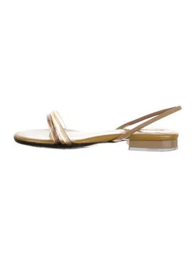 Pre-owned Jil Sander Patent Leather Slingback Sandals In Neutral