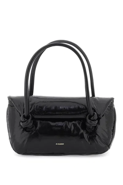 Jil Sander Patent Leather Small Shoulder Bag In Black