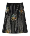 Jil Sander Patent Linen Printed Skirt In Flower Bouquet