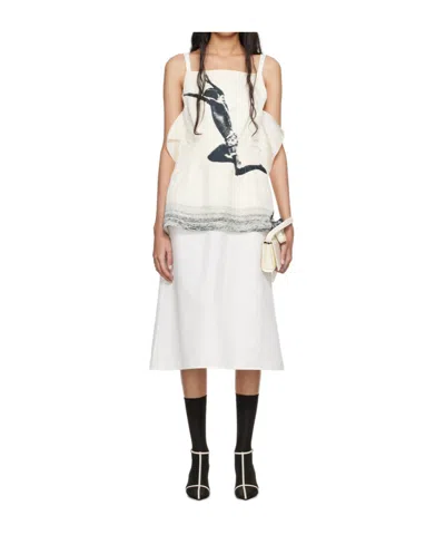 Jil Sander Pattern Medium Length Dress In White