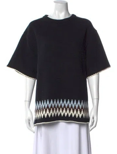 Pre-owned Jil Sander Patterned Crew Neck Top In Black