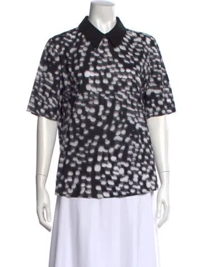 Pre-owned Jil Sander Patterned Short Sleeve Blouse In Black