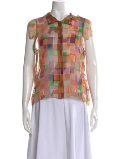 Pre-owned Jil Sander Patterned Short Sleeve Blouse In Multi
