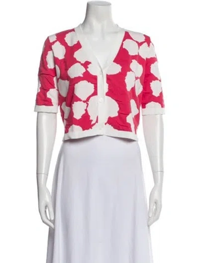 Pre-owned Jil Sander Patterned V-neck Button-up Top In Pink