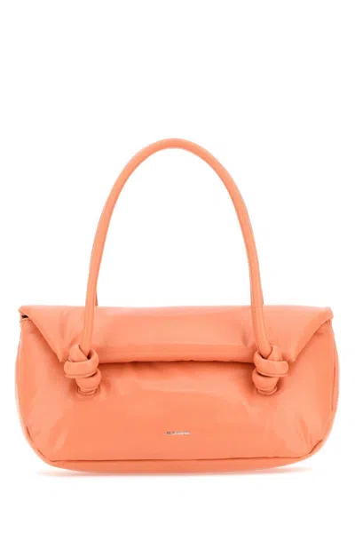 Jil Sander Peach Pink Leather Small Knot Handle Handbag In Orange