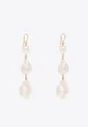 Jil Sander Pearl Drop Earrings In Cream