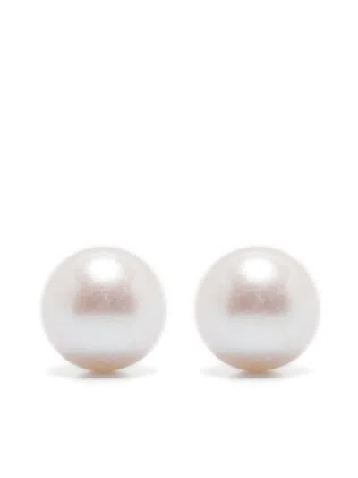 Jil Sander Pearl Earrings In Silver